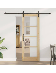 Porta scorrevole ORKDAL Naturale e Nero 73,5 x 198,5 cm
