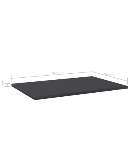 Ripiani per Libreria 8pz Grigi 60x40x1,5cm in Legno Multistrato
