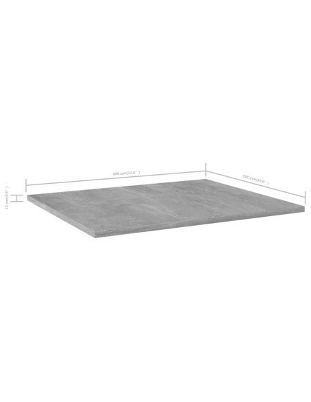 Ripiani per Libreria 8pz Grigio Cemento 60x50x1,5cm Multistrato