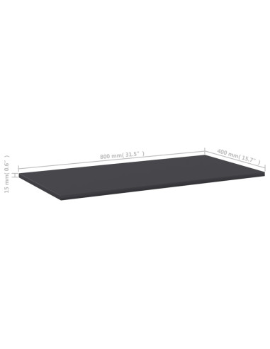 Ripiani per Libreria 8pz Grigi 80x40x1,5cm in Legno Multistrato