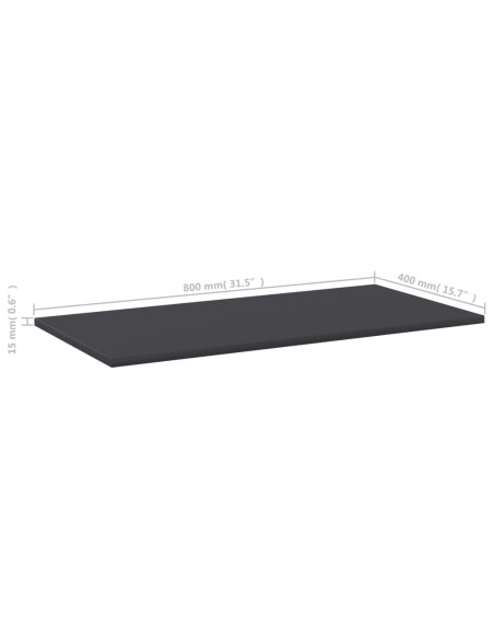 Ripiani per Libreria 8pz Grigi 80x40x1,5cm in Legno Multistrato