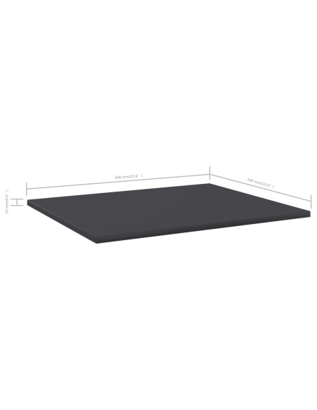 Ripiani per Libreria 4pz Grigi 60x50x1,5cm in Legno Multistrato