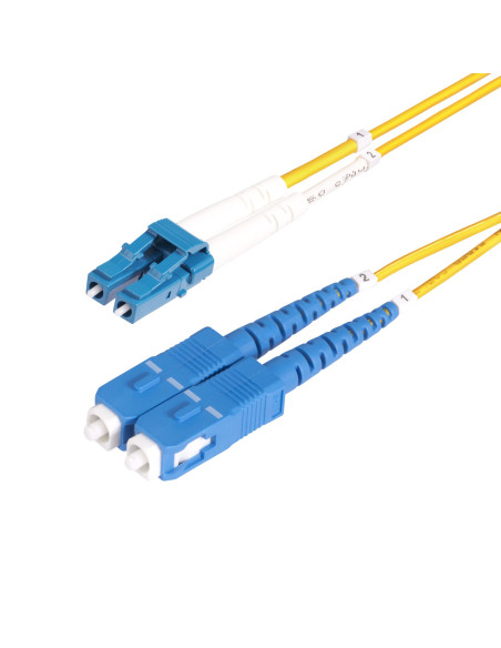 StarTech.com Cavo in fibra ottica duplex monomodale OS2 da LC a SC (UPC) da 20 m, 9/125µm, 100G, Insensibile alla piegatura, Ba