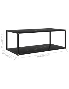 Tavolino da Salotto Nero 100x50x35 cm in Vetro Temperato