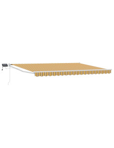 Tenda retrattile manuale con LED Giallo e Grigio 4,5 × 3 m