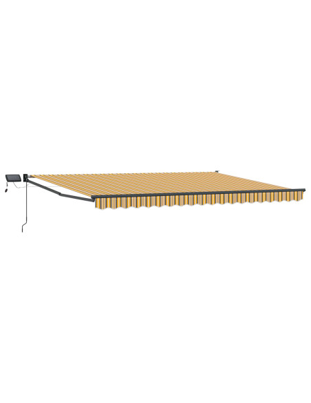 Tenda retrattile manuale con LED Giallo e Grigio 4,5 × 3 m