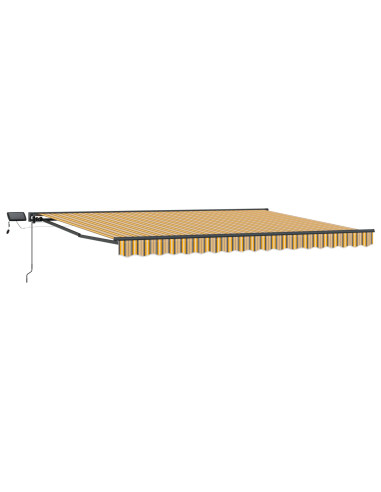 Cornice per Tenda Manuale con LED Giallo e Grigio 4 × 3,5 m
