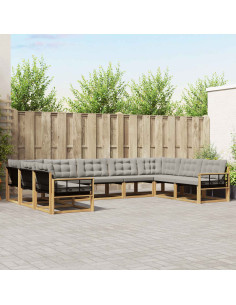 Set di divani da esterno 9 pcs Bianco e Grigio Chiaro