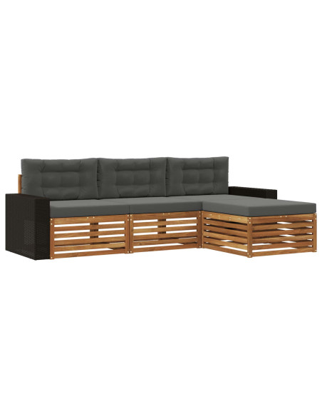 Set di divani da esterno 4 pcs Naturale e Antracite Poliestere