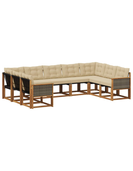 Set di divani da esterno con cuscino 9 pcs Naturale e Beige