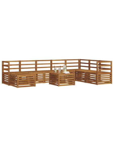 Set divani 11 pcs Naturale Legno di Acacia Massello