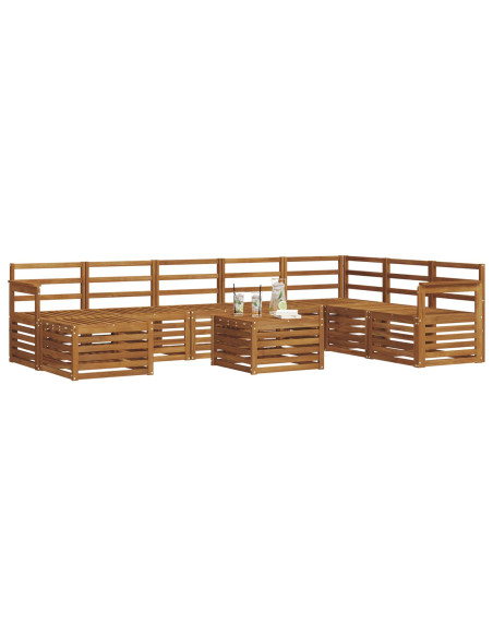 Set divani 11 pcs Naturale Legno di Acacia Massello