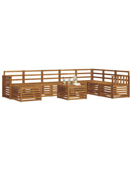 Set divani 11 pcs Naturale Legno di Acacia Massello
