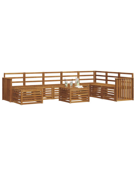 Set divani 11 pcs Naturale Legno di Acacia Massello