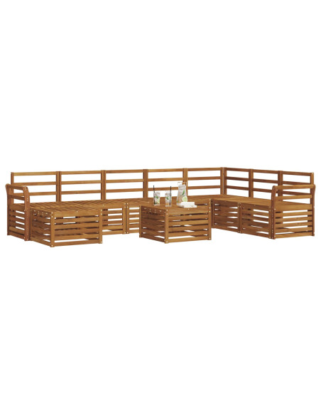 Set divani 11 pcs Naturale Legno di Acacia Massello