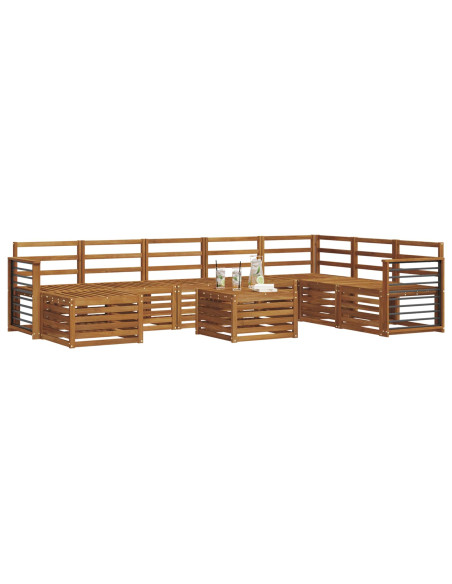 Set divani 11 pcs Naturale Legno di Acacia Massello