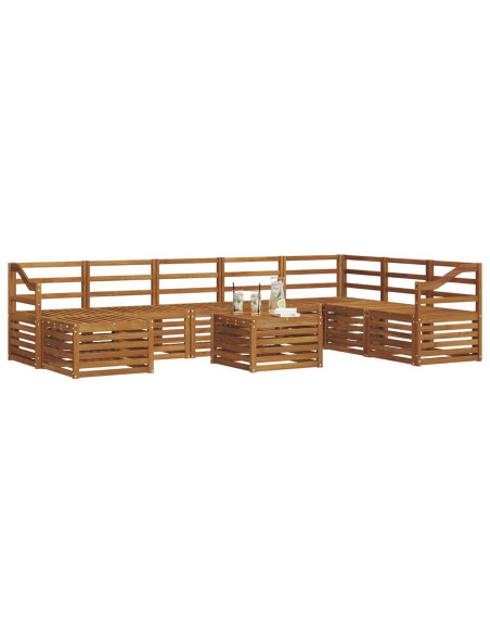 Set divani 11 pcs Naturale Legno di Acacia Massello