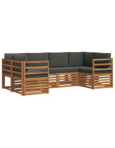 Set divani 20 pcs Naturale e Antracite Legno di Acacia Massello 2