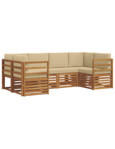 Set divani con cuscino 20 pcs Naturale Legno di Acacia Massello 2