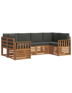 Set divani 20 pcs Naturale e Antracite Legno di Acacia Massello 2