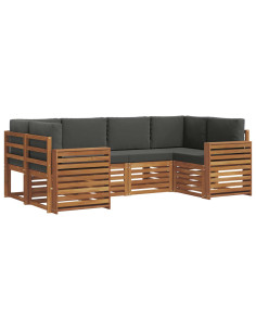 Set divani 20 pcs Naturale e Antracite Legno di Acacia Massello 2