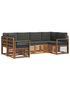 Set divani 20 pcs Naturale e Antracite Legno di Acacia Massello 2