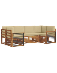 Set divani con cuscino 20 pcs Naturale Legno di Acacia Massello 2