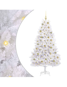 Albero di Natale Artificiale con Rami Pieghevoli Bianco 180 cm 2