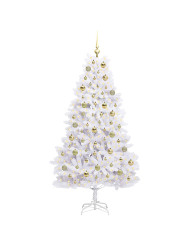 Albero di Natale Artificiale con Rami Pieghevoli Bianco 180 cm