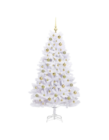 Albero di Natale Artificiale con Rami Pieghevoli Bianco 180 cm