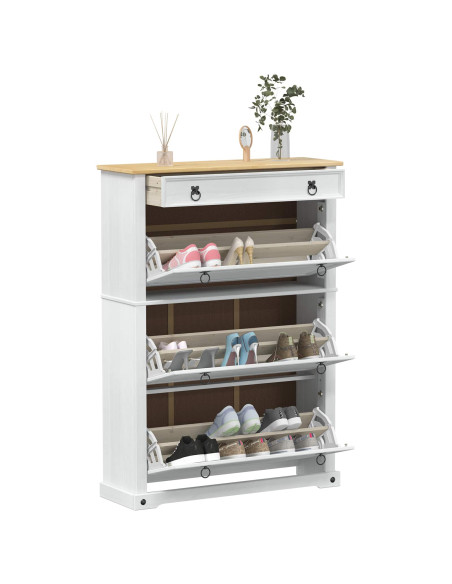 Mobile per scarpe con cassetto Corona Bianco 99 x 32 x 144,5 cm