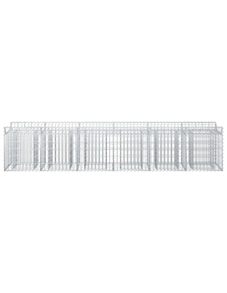 Letto rialzato in gabbione 2 pcs Argento 300 x 50 x 60 cm