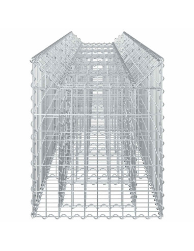 Letto rialzato in gabbione 2 pcs Argento 300 x 50 x 60 cm