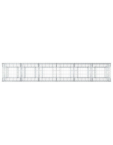 Letto rialzato in gabbione 2 pcs Argento 300 x 50 x 60 cm