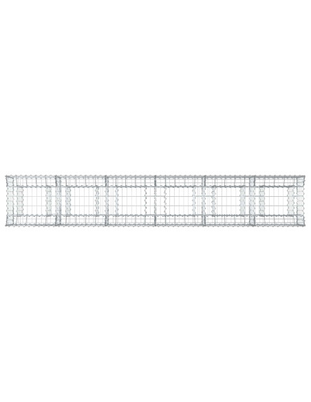 Letto rialzato in gabbione 2 pcs Argento 300 x 50 x 60 cm