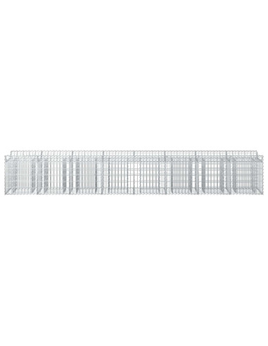 Letto rialzato in gabbione 2 pcs Argento 400 x 50 x 60 cm