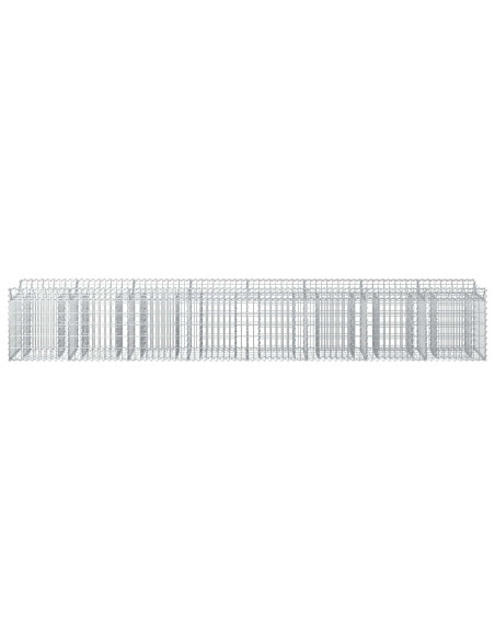 Letto rialzato in gabbione 2 pcs Argento 400 x 50 x 60 cm