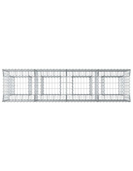 Letto rialzato in gabbione 2 pcs Argento 200 x 50 x 80 cm