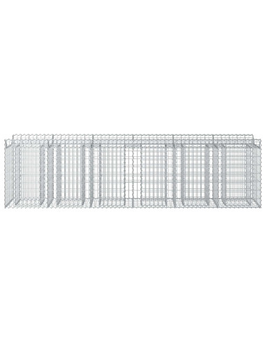 Letto rialzato in gabbione 2 pcs Argento 300 x 50 x 80 cm