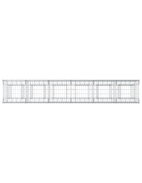 Letto rialzato in gabbione 2 pcs Argento 300 x 50 x 80 cm