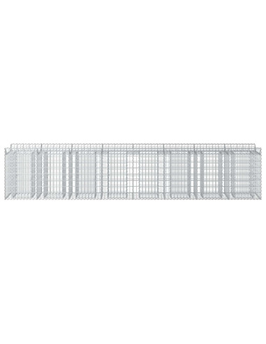 Letto rialzato in gabbione 3 pcs Argento 400 x 50 x 80 cm
