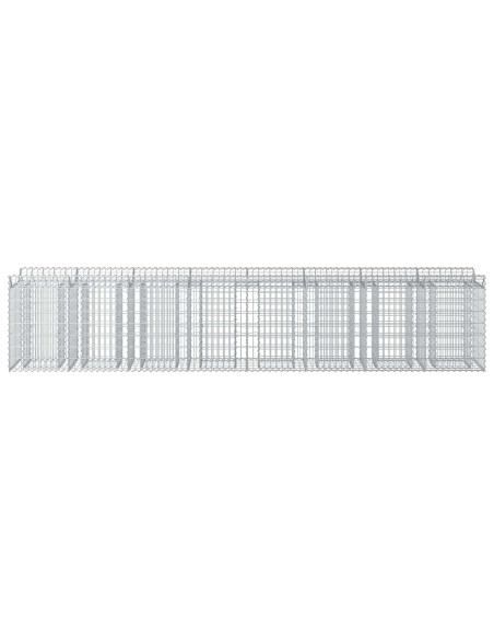 Letto rialzato in gabbione 3 pcs Argento 400 x 50 x 80 cm