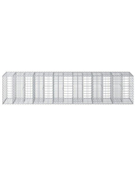 Letto rialzato in gabbione 2 pcs Argento 260 x 60 x 55 cm