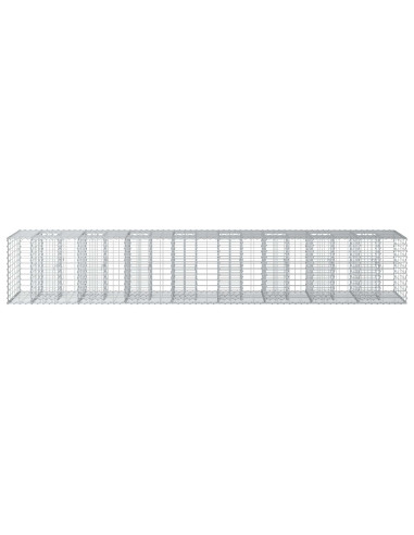 Letto rialzato in gabbione 2 pcs Argento 340 x 60 x 55 cm