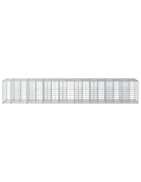 Letto rialzato in gabbione 2 pcs Argento 340 x 60 x 55 cm