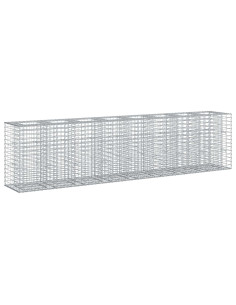 Letto rialzato in gabbione 2 pcs Argento 330 x 50 x 80 cm 2