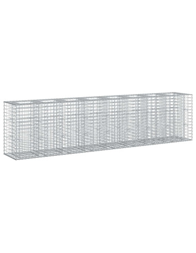 Letto rialzato in gabbione 2 pcs Argento 330 x 50 x 80 cm