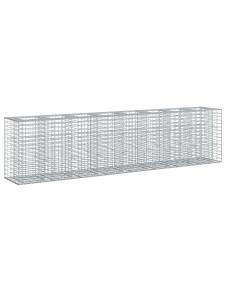 Letto rialzato in gabbione 2 pcs Argento 330 x 50 x 80 cm