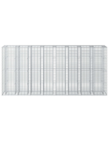 Letto rialzato in gabbione 4 pcs Argento 330 x 50 x 150 cm