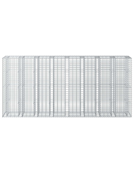 Letto rialzato in gabbione 4 pcs Argento 330 x 50 x 150 cm